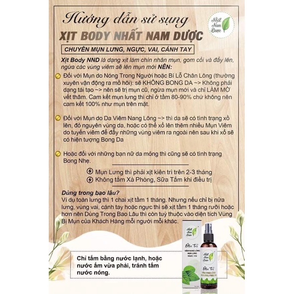 Xịt mụn lưng, viêm nang lông Nhất Nam Dược 100ml