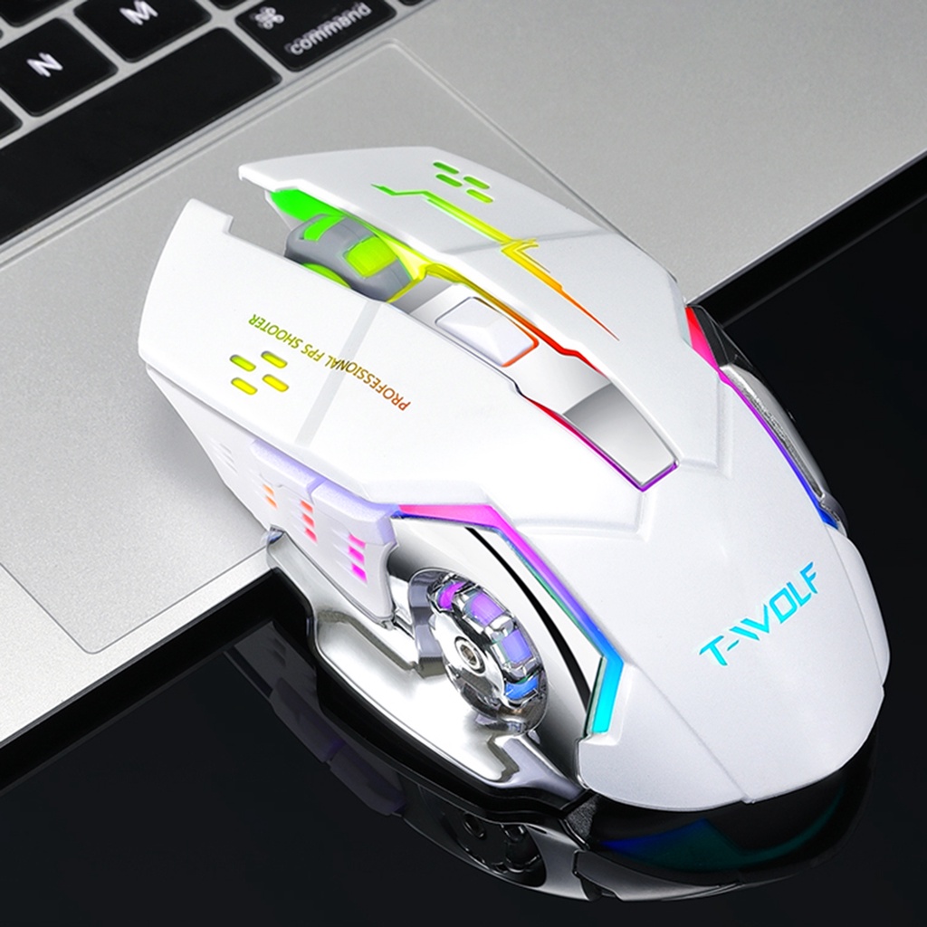 Chuột không dây Có Đèn Led 6 Nút Bấm 2.4ghz 2400dpi Dùng Để Chơi Game