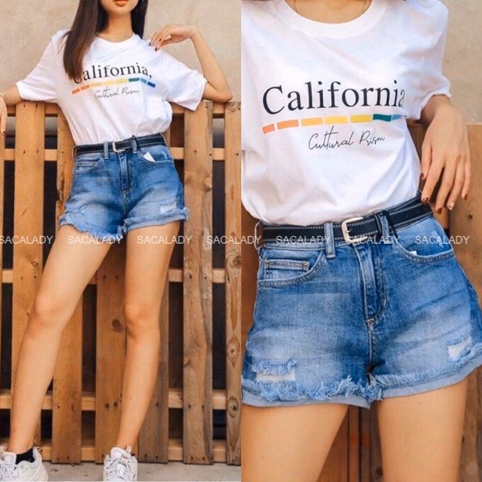 Quần Short Sneak Xanh Nhạt Co Giãn Tua Rua - Size L - 2621