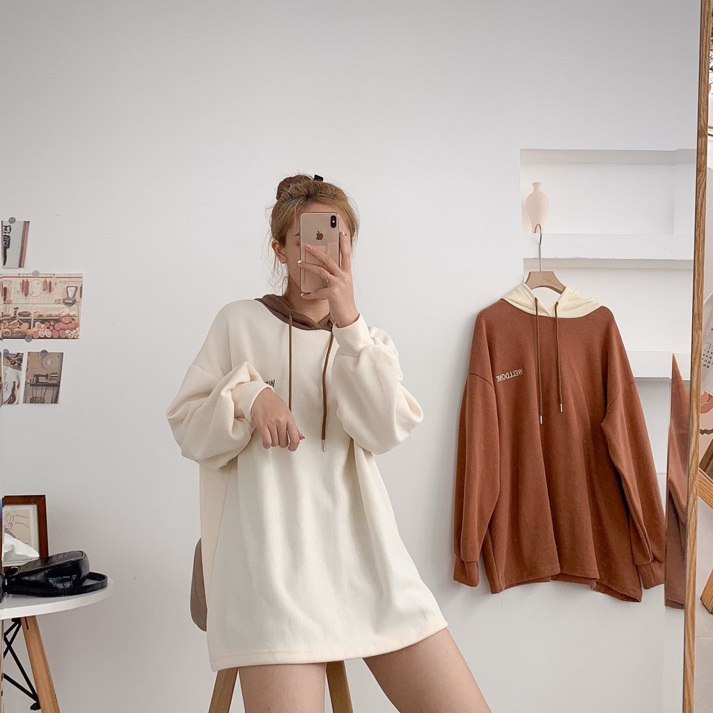 Áo hoodies nỉ form rộng in chữ welldone A1538 SUSTORE