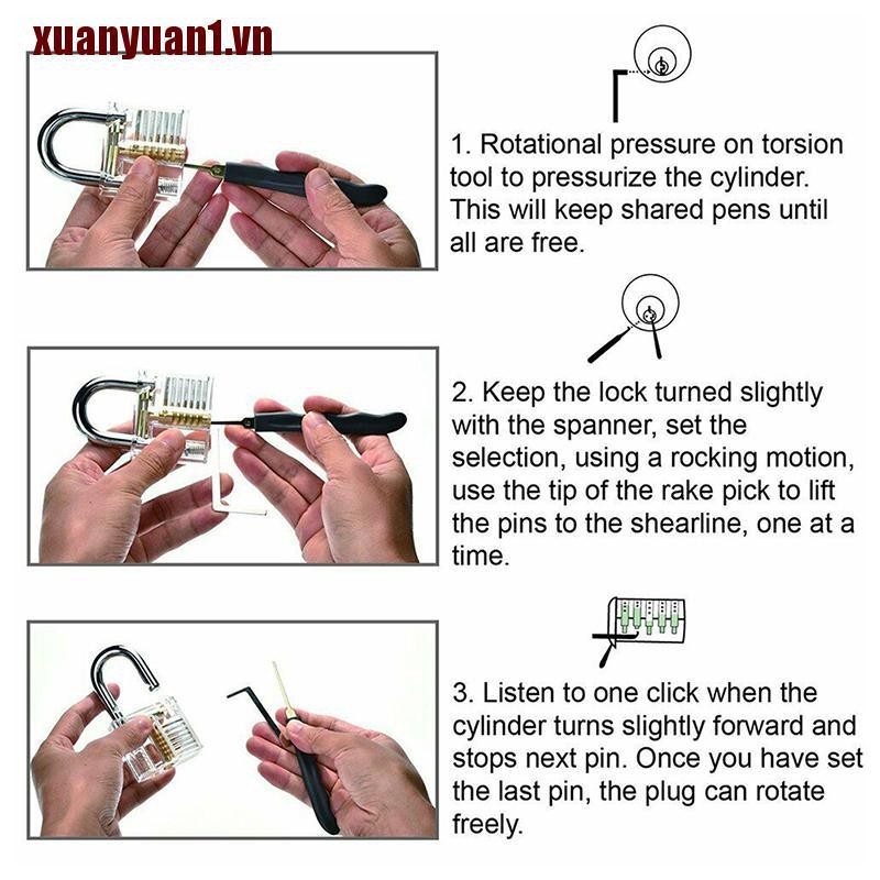 【XUANYUAN1】40Pcs Unlocking Lock Pick Set Key Extractor Transparent Practice Padlock Tool