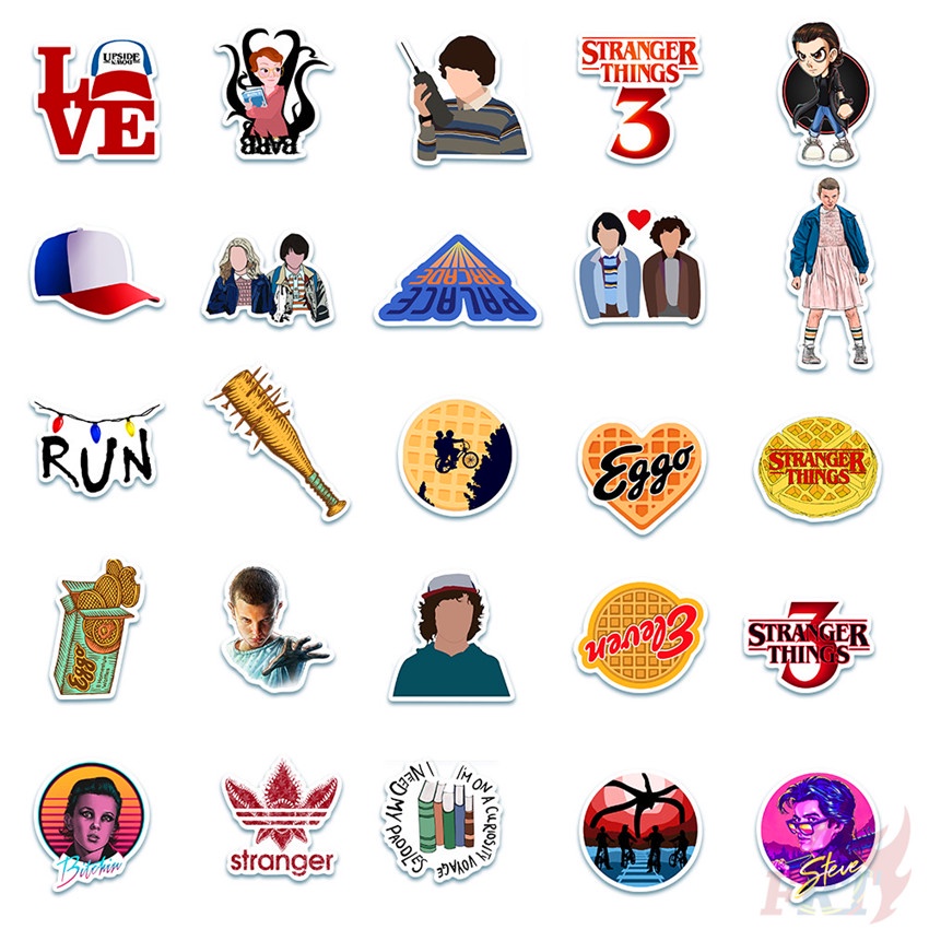 Bộ 100 Cái/Bộ ❉ Hình Dán Dòng Chữ Stranger Things D ❉ Sticker Dán Tường Chống Thấm Nước Thời Trang