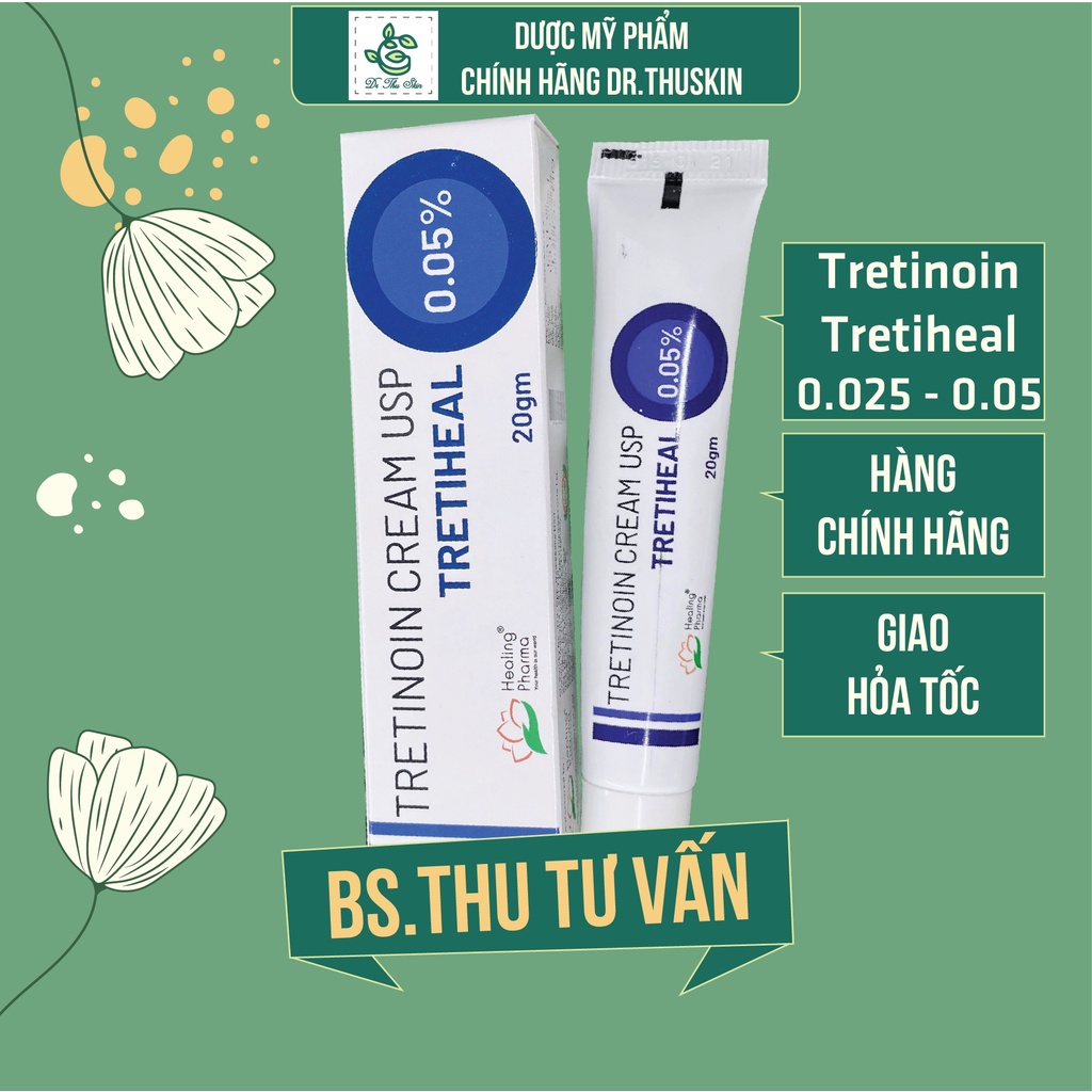 Tretiheal 0.05% và 0.025% - Kem Bôi Giảm Mụn Chống Lão Hóa Tretinoin Tretiheal Cream 0.05% và 0.025%