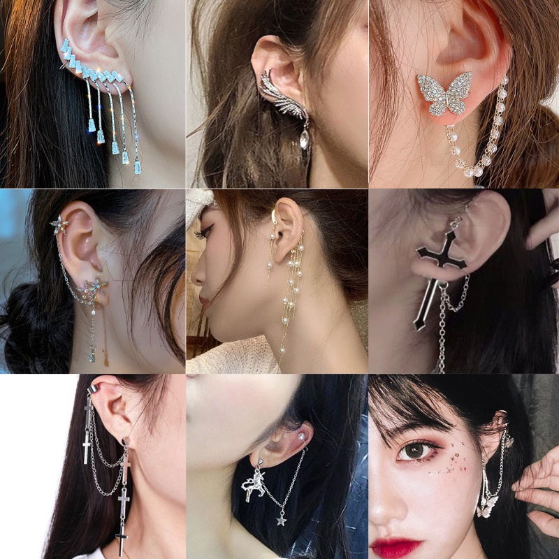 Bông Tai Dài Tua Rua Thời Trang Mới Không Cần Xỏ Lỗ Cho Nữ