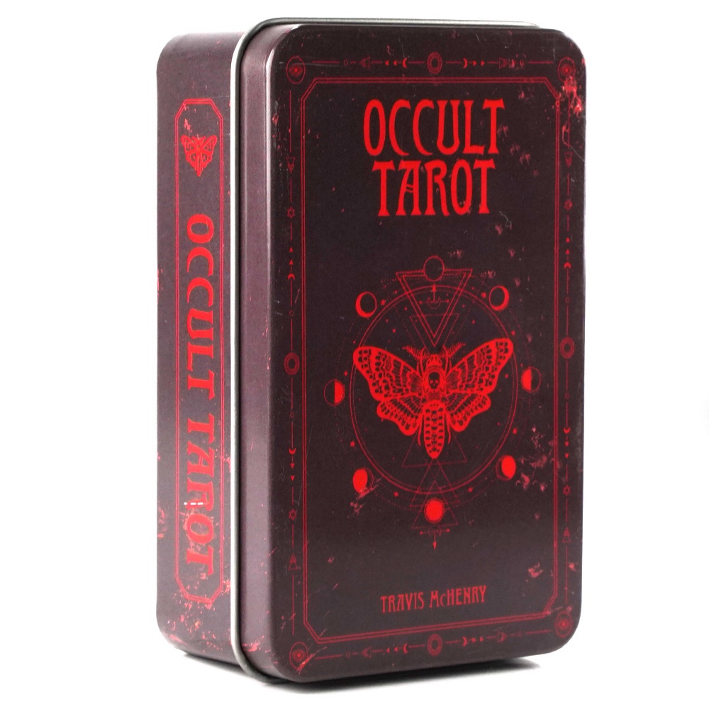 Bộ Bài Occult Tarot Hộp Thiếc Mạ Cạnh Đỏ 78 Lá Tặng Đá Thanh Tẩy TH115