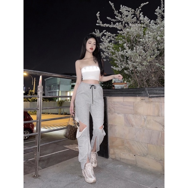 Áo ống croptop phản quang error yn