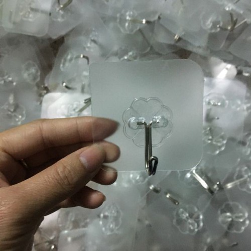 Combo 50 móc dán tường chịu lực trong suốt 6x6cm Độ bám dính tốt Dễ sử dụng Dán được trên nhiều bề mặt
