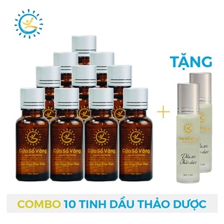 Combo 10 Tinh Dầu Thảo Dược Cửa Sổ Vàng (20ml/chai) TẶNG 2 Dầu Xoa Thảo Dược (10ml/chai)