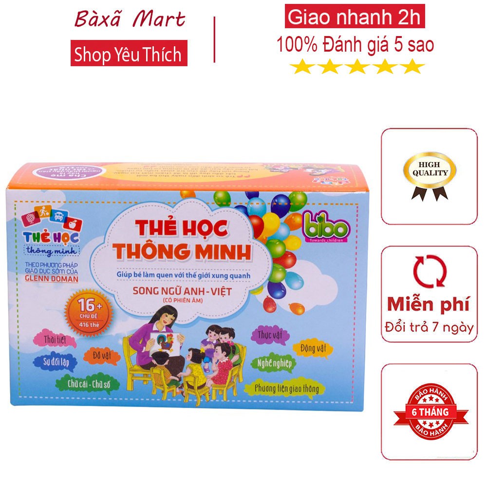 Bộ thẻ học song ngữ Thông Minh sáng tạo cho bé Flashcard 16 chủ đề phong phú