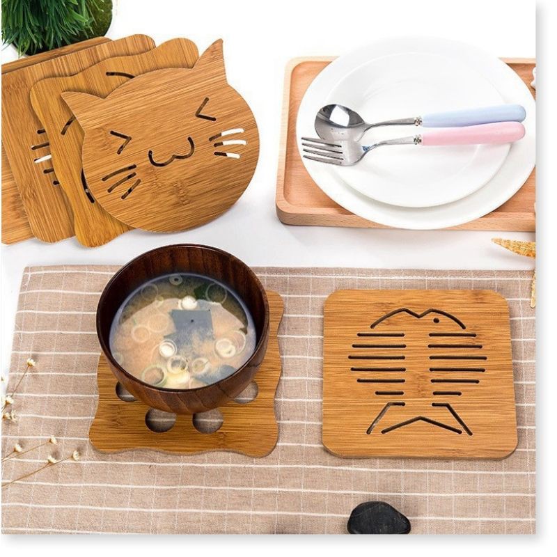 Miếng gỗ kê nồi xoong chảo loại to nhiều họa tiết