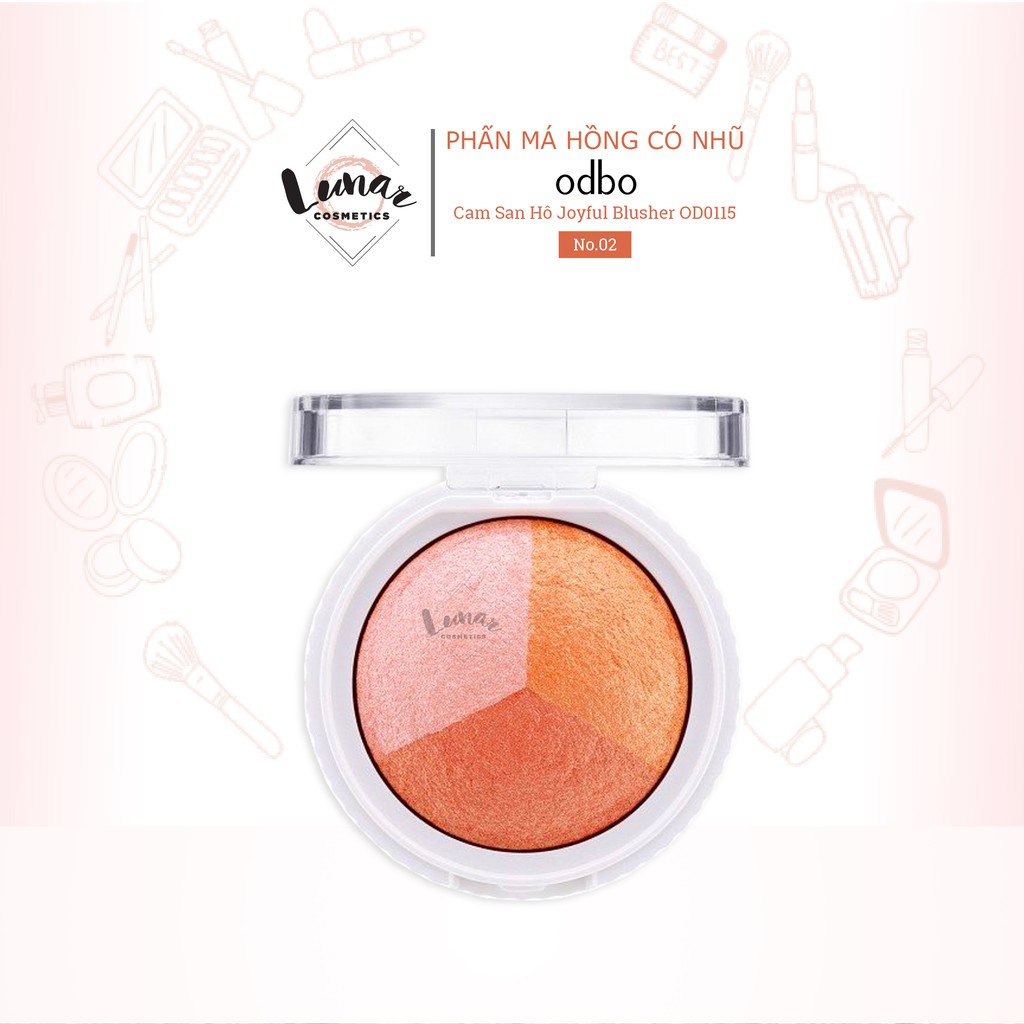 Phấn Má Hồng Có Nhũ Odbo Tông Cam San Hô Joyful Blusher OD0115 No.02