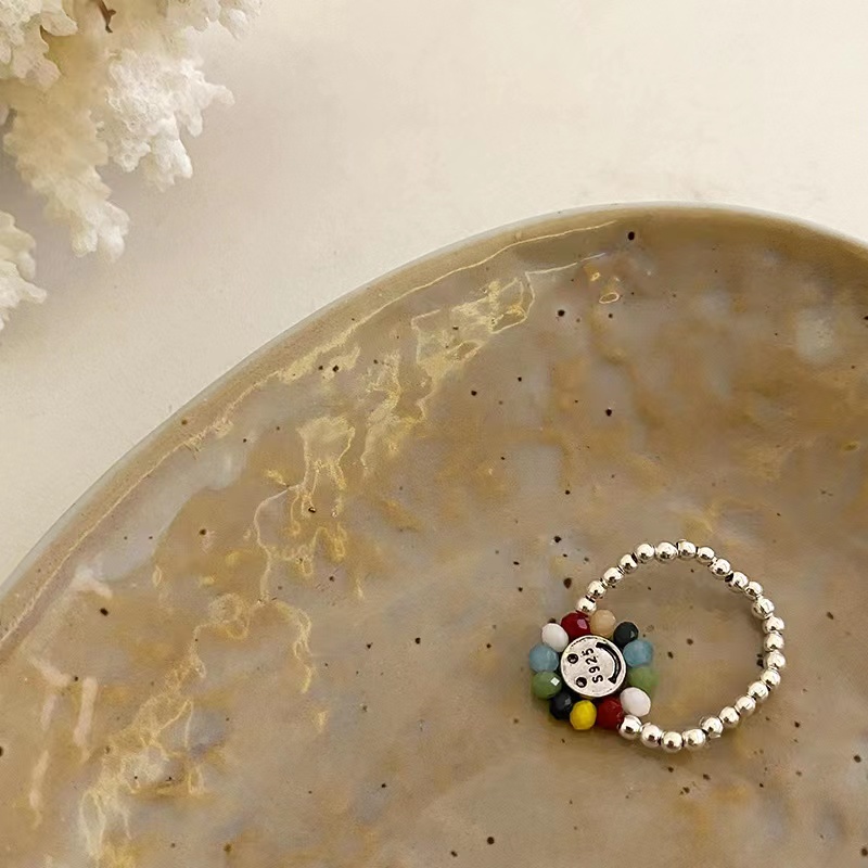 Nhẫn Đeo Tay Đính Hạt Nhiều Màu Hình Mặt Cười Sang Trọng Cổ Điển