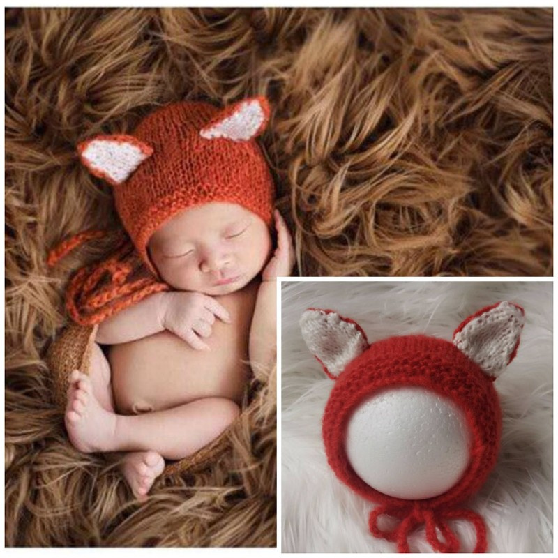 Mũ Beanie Đan Len Họa Tiết Hoạt Hình Làm Đạo Cụ Chụp Ảnh Cho Bé Sơ Sinh