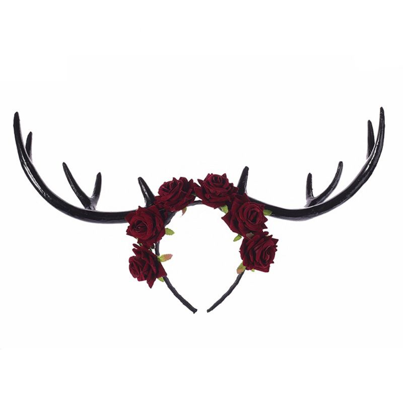 Băng Đô Cài Tóc Đính Hoa Hồng / Tuần Lộc Thời Trang Halloween