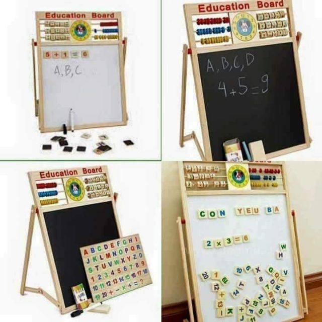 Bảng ghép nam châm 2 mặt giúp bé học số và chữ cái, mặt sau vẽ