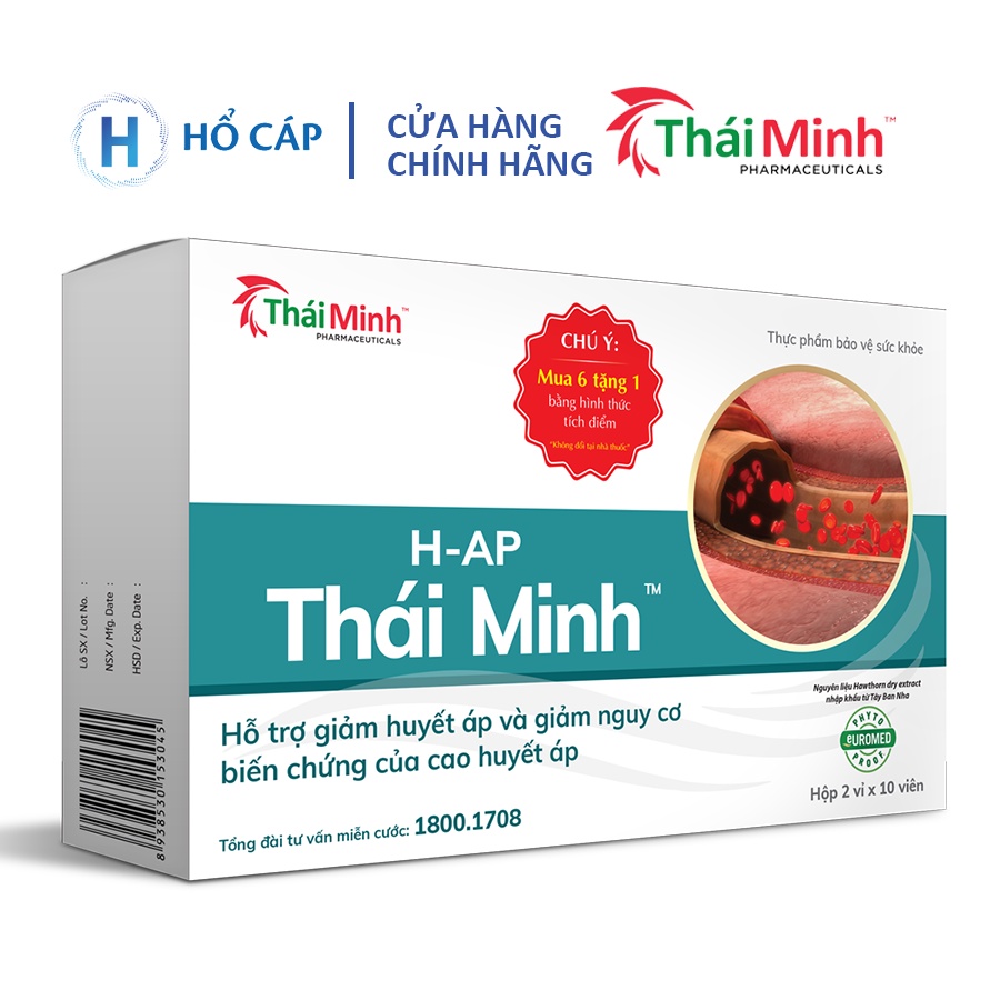 Viên uống H-AP Thái Minh - Hỗ trợ giảm huyết áp, cải thiện các triệu chứng đau đầu, hoa mắt, chóng mặt