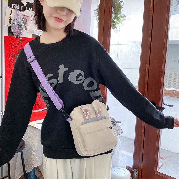 Ins Casual Shoulder Bag Rabbit Canvas Bag Messenger Bag Student School Bag