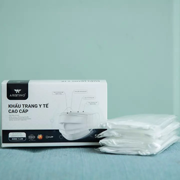 [Mã LIFE1404ALL50K giảm 10% đơn 200K] Combo 5 khẩu trang y tế ARISTINO 4 lớp kháng khuẩn