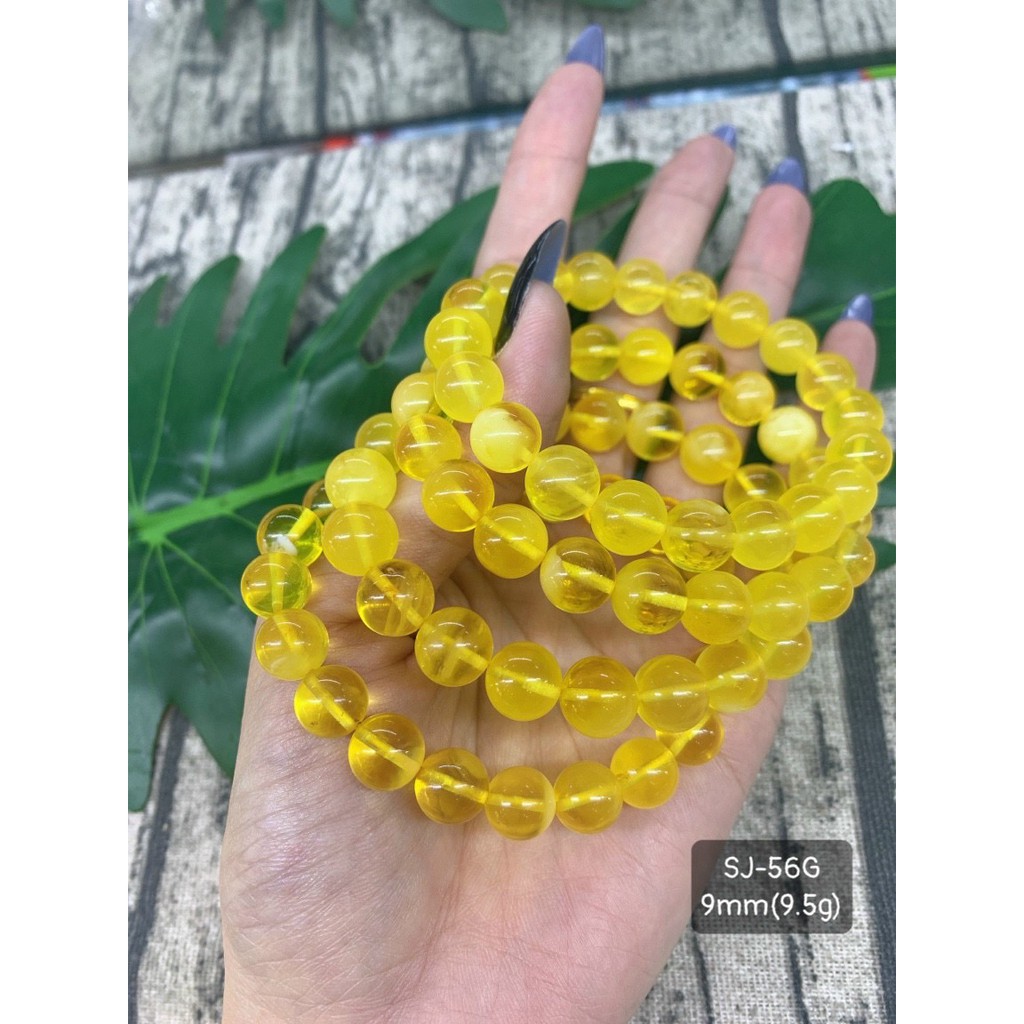 Vòng Tay Hổ Phách Baltic Vàng Sữa và Vàng Trong Chuẩn Size 8mm-9mm