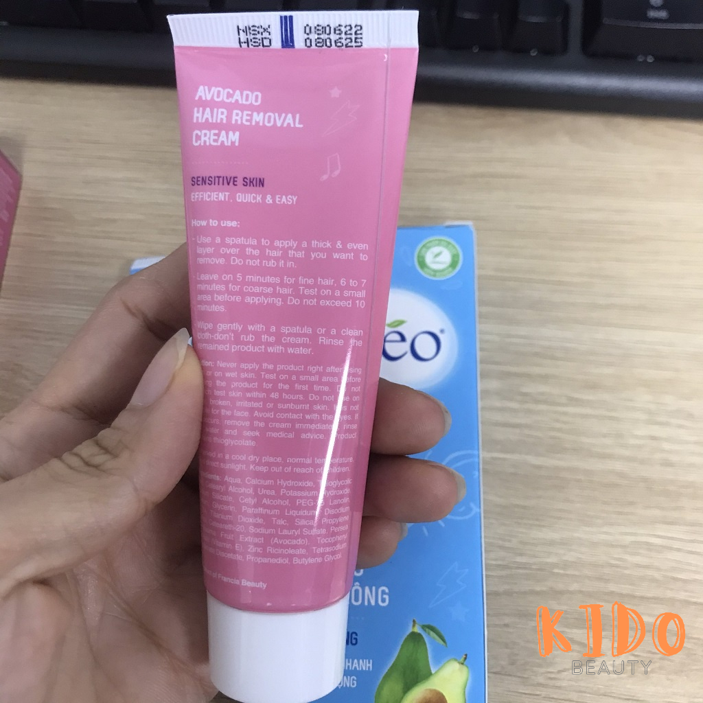 Kem Tẩy lông CLEO Sensitive Skin Dành Cho Da Nhạy Cảm/da thường tinh chất trái bơ (50g)