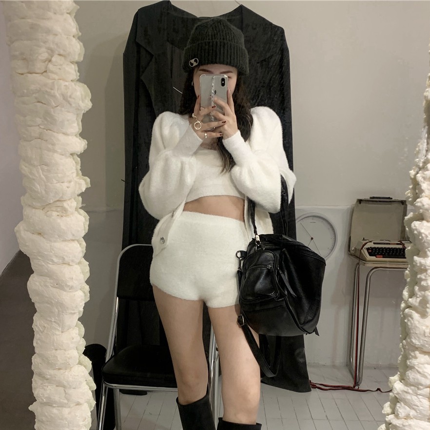 Áo Khoác Cardigan Dài Tay/Áo Hai Dây/Quần Short Xinh Xắn Thời Trang Cho Nữ | BigBuy360 - bigbuy360.vn