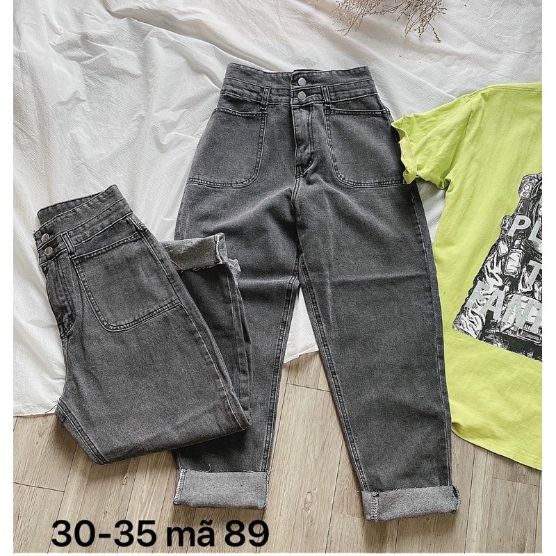 Quần baggy jean MS89 ✈️FREESHIP✈️ quần baggy jean nữ lưng cao size đại kiểu 2 túi trước từ 40kg đến 75kg Bigsize 2KJean