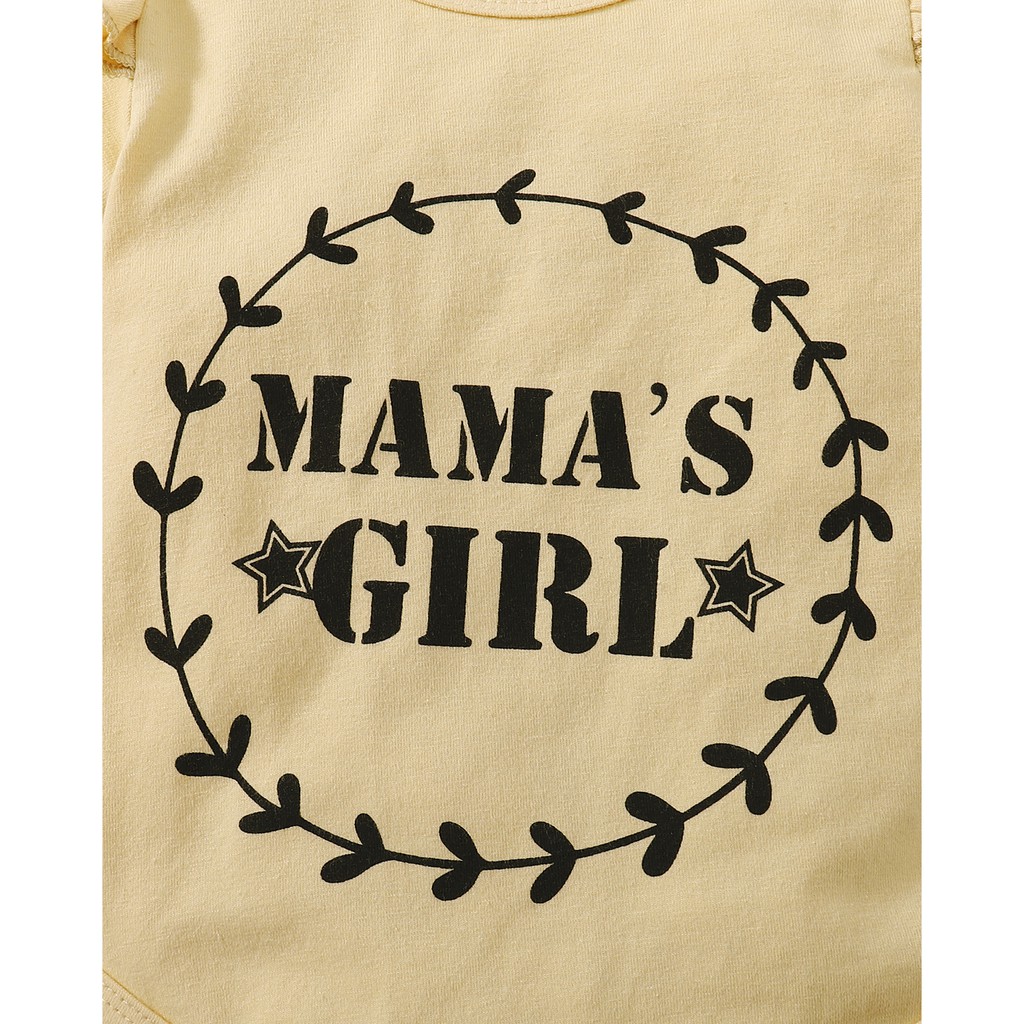 Bộ áo liền quần Mikrdoo hoạ tiết in chữ cái tay ngắn và quần hoa xinh xắn kèm băng đô dễ thương cho bé yêu