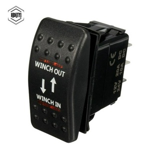 12V 20A Winch In Winch Out ON-OFF-ON Rocker Switch 7 Pin LED RED