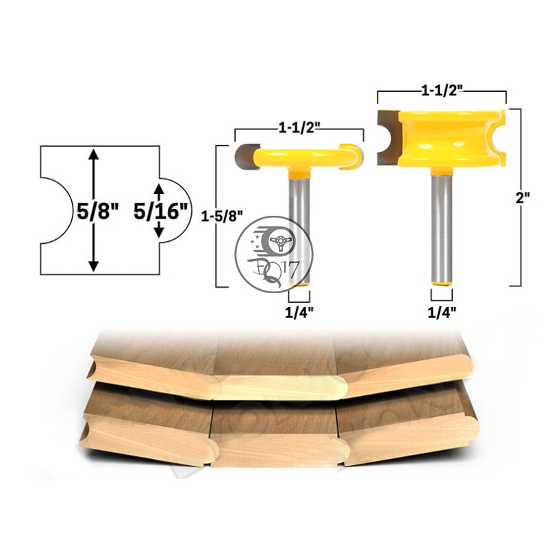 [ BỘ 2 MŨI PHAY CẮT MỘNG CHỮ T HÌNH CUNG COS 6LY3 12LY7 ] BỘ MŨI SOI CẮT GHÉP HÌNH CUNG, DỤNG CỤ CHẾ BIẾN GỖ