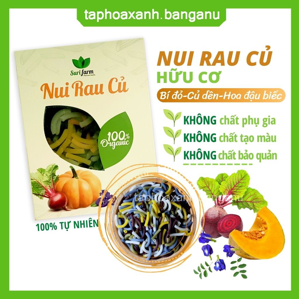 [Bình Thạnh]Nui Rau Củ Hữu Cơ SuriFarm⚡FREESHIP⚡Nui Cho Bé Ăn Dặm.Giàu Chất Xơ Vitamin.Tự Nhiên Không Hóa Chất(400g)