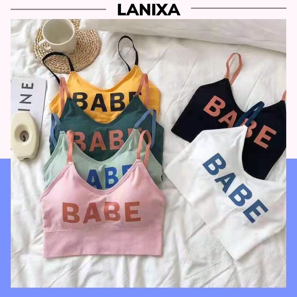 Áo bra nữ 2 dây tập gym thể thao co dãn và thấm hút mồ hôi,Áo lót đệm mút mỏng in chữ cá tính và phong cách LANIXA B2890