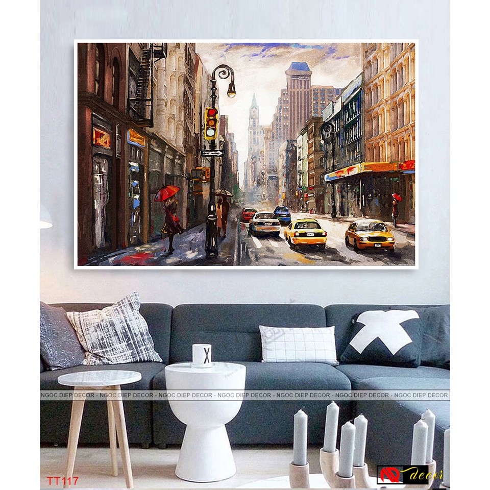 Tranh In phong cách Sơn Dầu trang trí treo tường phòng khách phong cảnh nghệ thuật Decor phòng ngủ hiện đại HĐ586