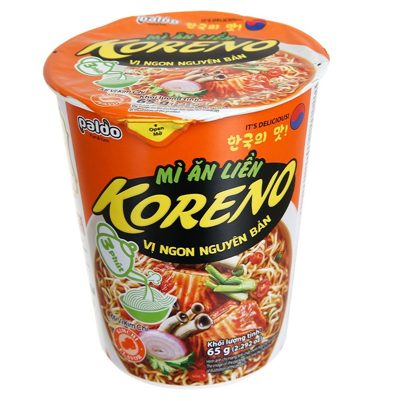 Mì Trộn Rabokki Koreno ly 66g (mì kim chi, bò cay, rabokki,...)