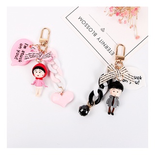 Móc khóa cặp đôi dễ thương, móc anime chibi tình yêu hình cô bé cậu bé cute