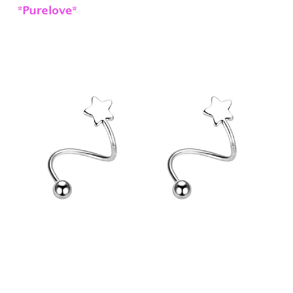 1 Khuyên Tai Hình Ngôi Sao / Trái Tim / Gợn Sóng Mini Bằng Thép Không Gỉ Thời Trang Cho Nữ Mới