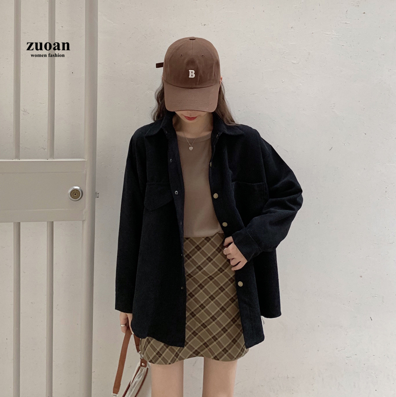 SUXI Áo sơ mi dáng rộng tay dài phong cách Hàn Quốc dành cho nữ