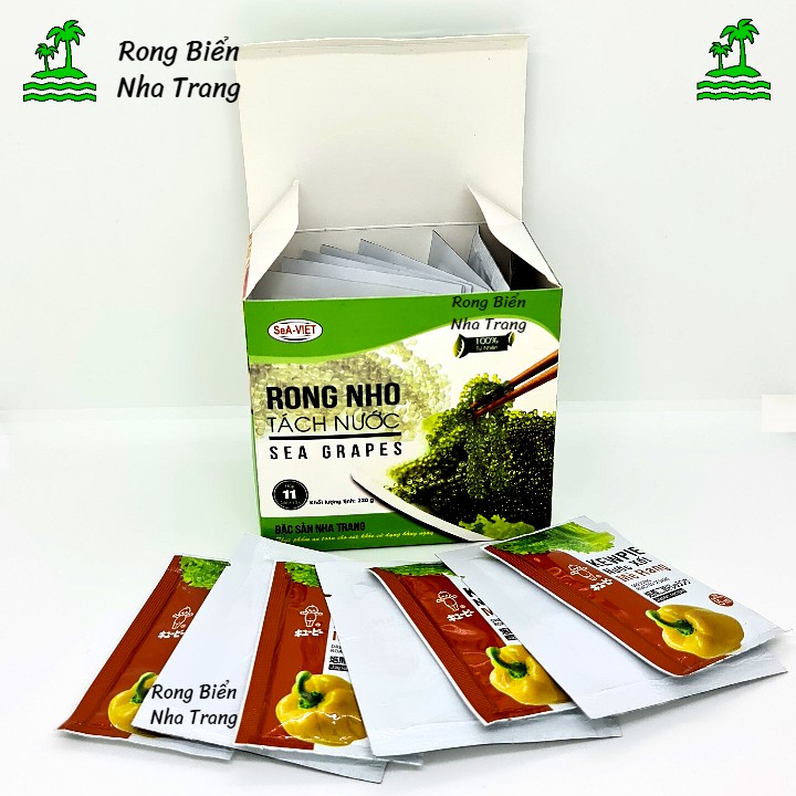 Rong nho tách nước Sea Việt hộp 220g 11 gói - Tặng 4 gói nước sốt mè rang Kewpie