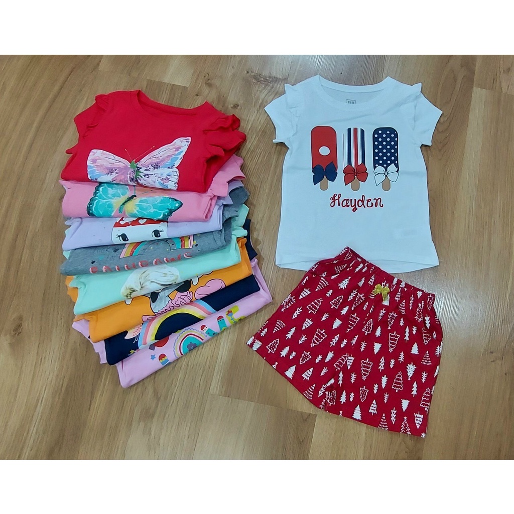 Đồ bộ ngắn tay viền bèo GAP bé gái 1-5T nhí
