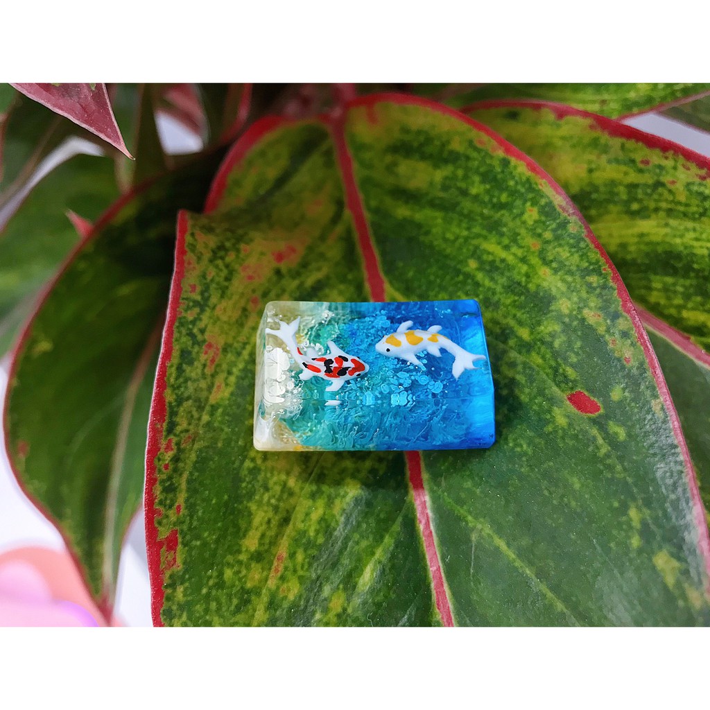 Keycap cá Koi 1,75u 🎏 nút Caps lock profile OEM ❤️ Keycaps artisan Koi fish Capslock trang trí bàn phím gaming