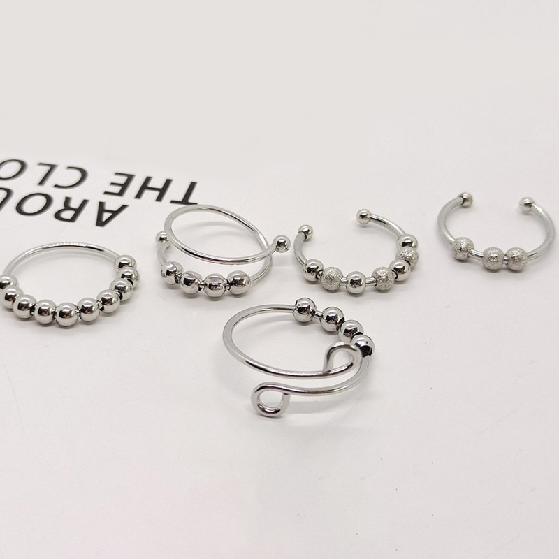 Set 5 Nhẫn Bạc Có Thể Điều Chỉnh Kích Cỡ Dành Cho Nữ