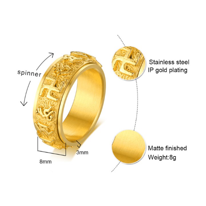 Nhẫn OM mani padme hum bằng titan đảm bảo không đen, rỉ, sét giá rẻ nhất Việt Nam