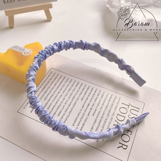 Cài tóc băng đô bờm nữ lụa satin nhún Baram