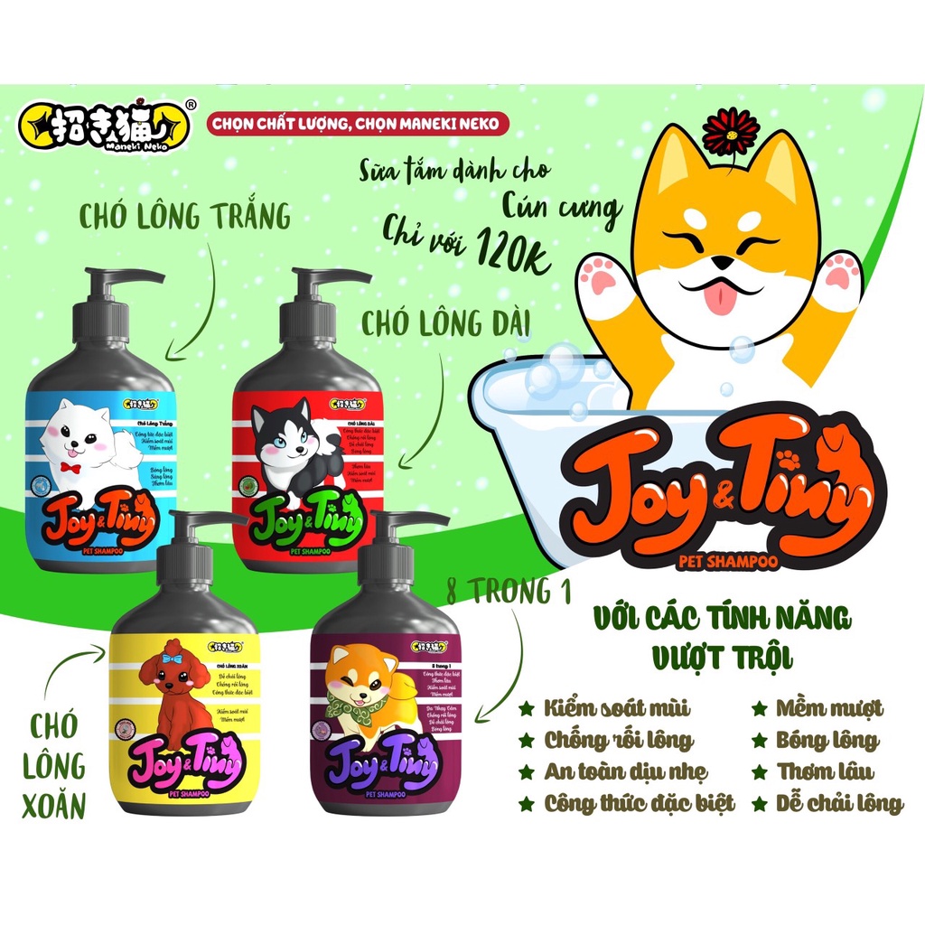 sữa tắm JOY &amp; TINY 500ml dành cho từng dòng chó