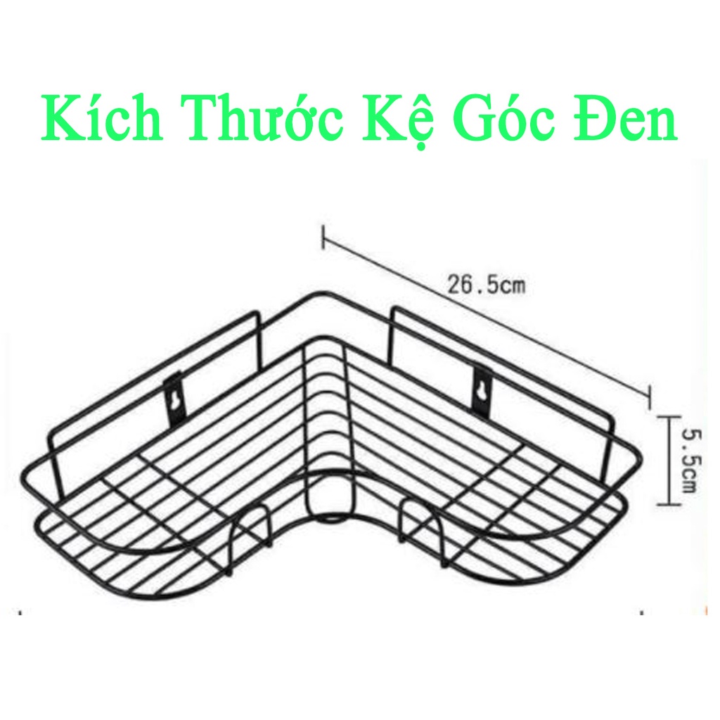 Kệ Góc Dán Tường Nhà Tắm Đa Năng Chất Liệu Bền Đẹp - Kệ Góc Đen Chống Han Gỉ