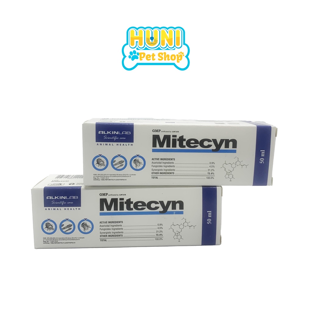 Mitecyn chai xịt ghẻ ngoài da cho chó mèo - chai Mytecin xịt viêm da cho thú cưng 50ml Huni Petshop