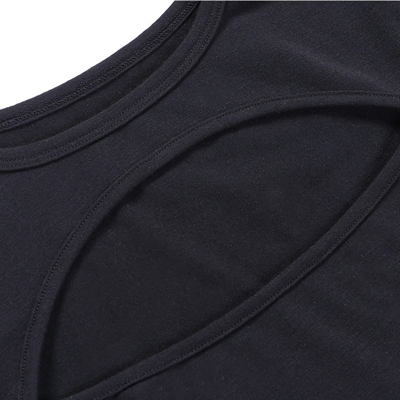 Bộ Áo Tay Dài Khoét Lỗ + Quần Short Lưng Cao In Chữ Cá Tính Cho Nữ