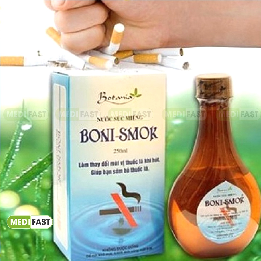 Boni Smok - Nước súc miệng giúp cai thuốc lá - Làm sạch miệng, ngăn ngừa hôi miệng