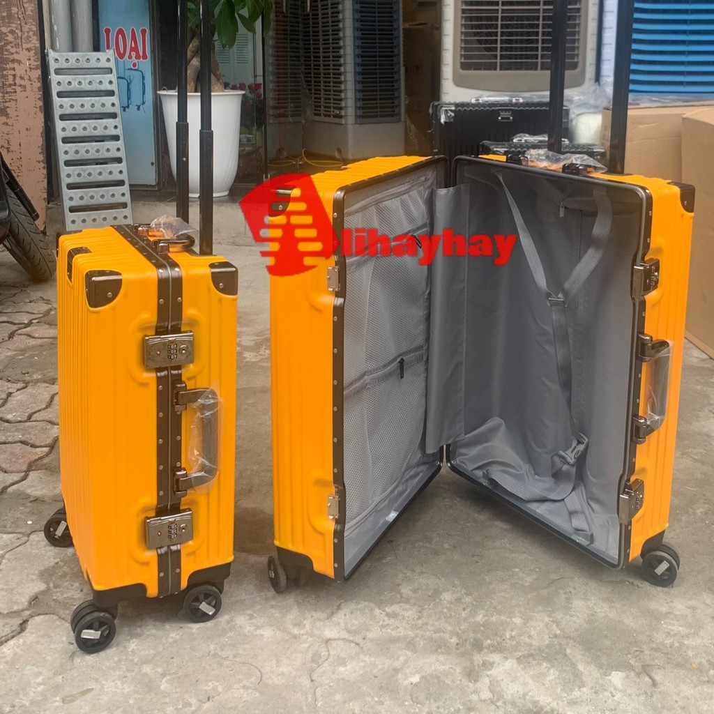 Vali size 20 khung nhôm MÀU VÀNG khóa sập góc vuông chống xước, chống va đậP