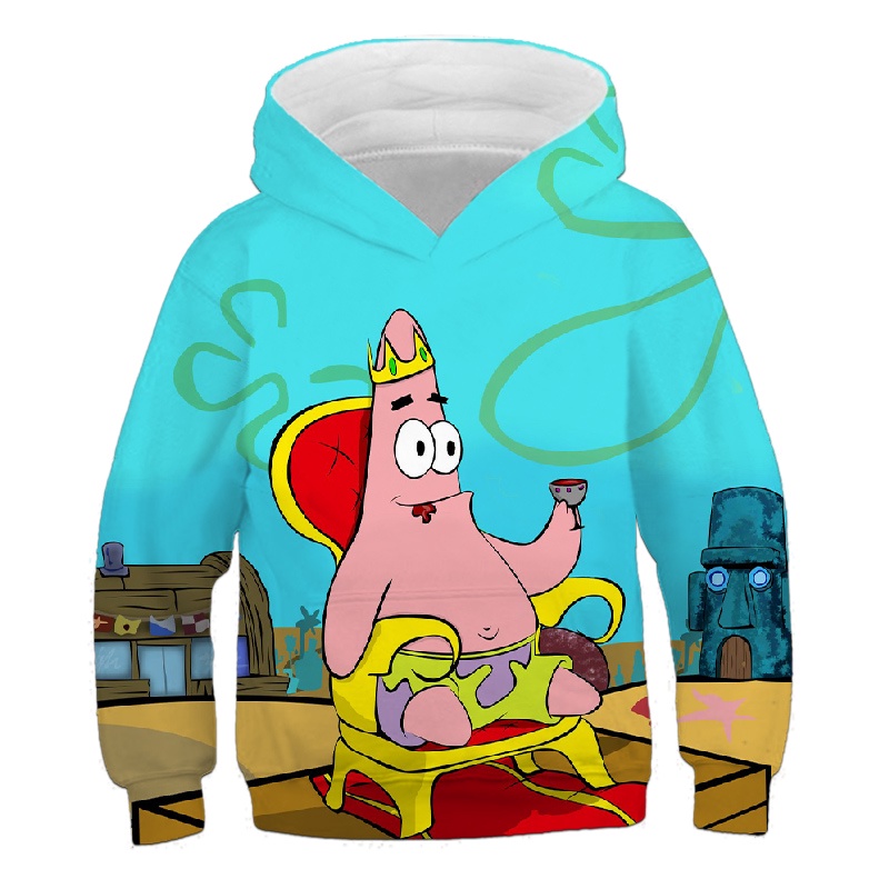 Áo Hoodie Thể Thao Chui Đầu In Họa Tiết Hoạt Hình SpongeBob 3D Thời Trang Mùa Hè 2022
