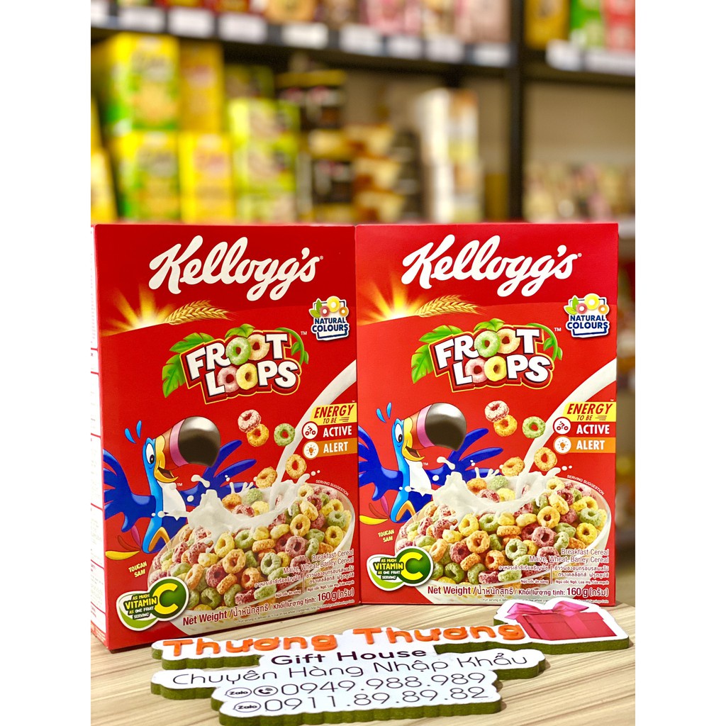 NGŨ CỐC DINH DƯỠNG KELLOGG CHOCO POPS/COCO CHEX/ FROOT LOOPS/ CORN FLAKES/ FROSTIES/ CHUỐI/ DÂU